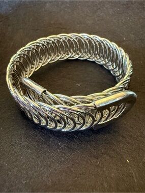 Silver Braided Metal Stretch Bracelet - Women Accessories